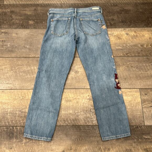 Pilcro Mid Rise Slim Boyfriend Jeans Embroidered Medium Wash Size 28 - Picture 4 of 11